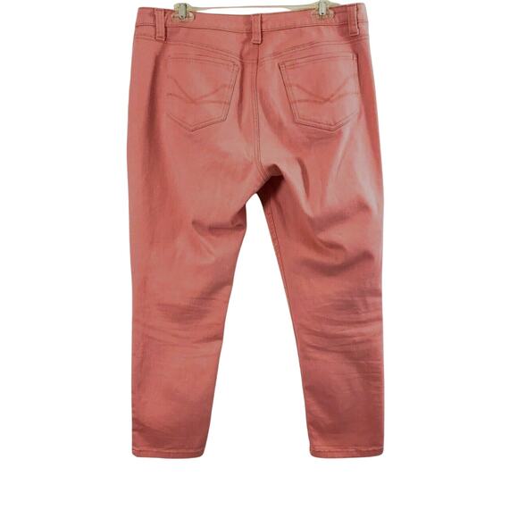 Nine West Cropped‎ Jeans Womens Size 12 Coral Pink Denim Mid Rise Skinny Stretch - Picture 2 of 9